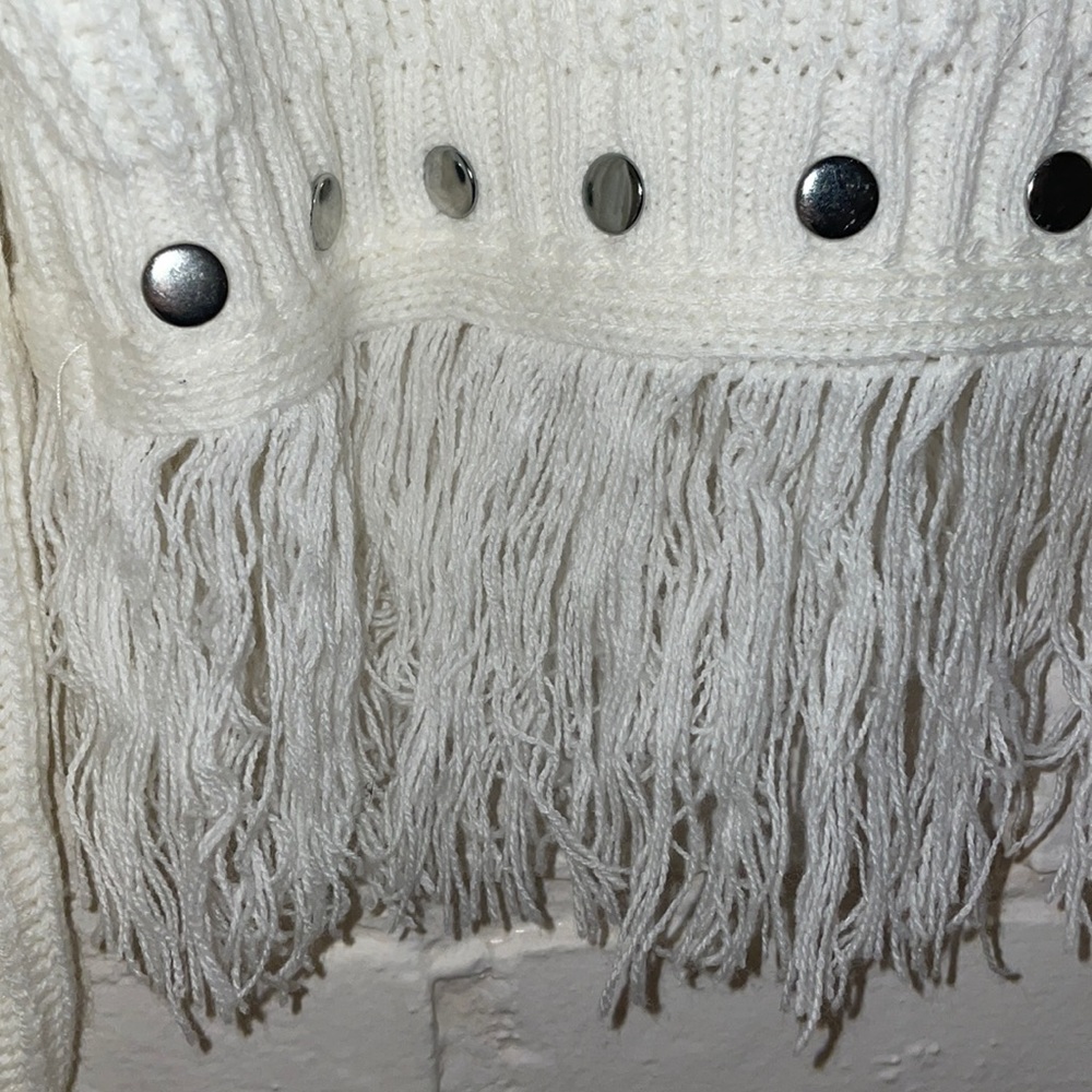 Freethinker Cream Fringe Cropped Sweater - Picture 8 of 8